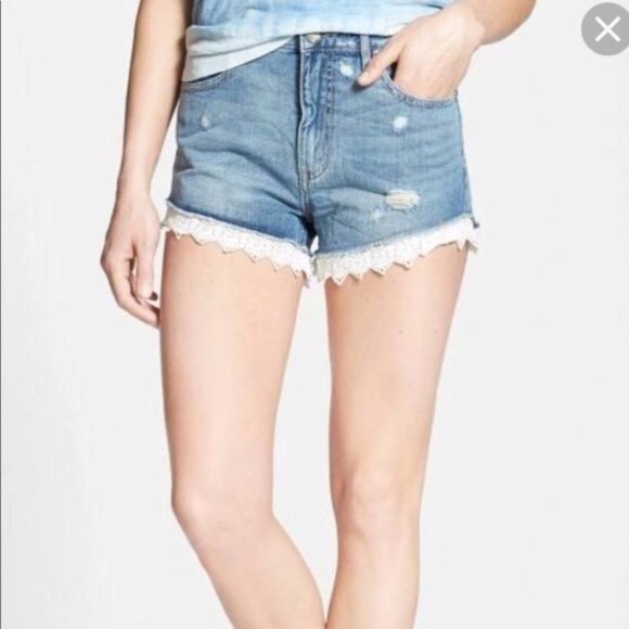 Free People Lace Trim Distressed Crochet Shorts 27 - Picture 13 of 13